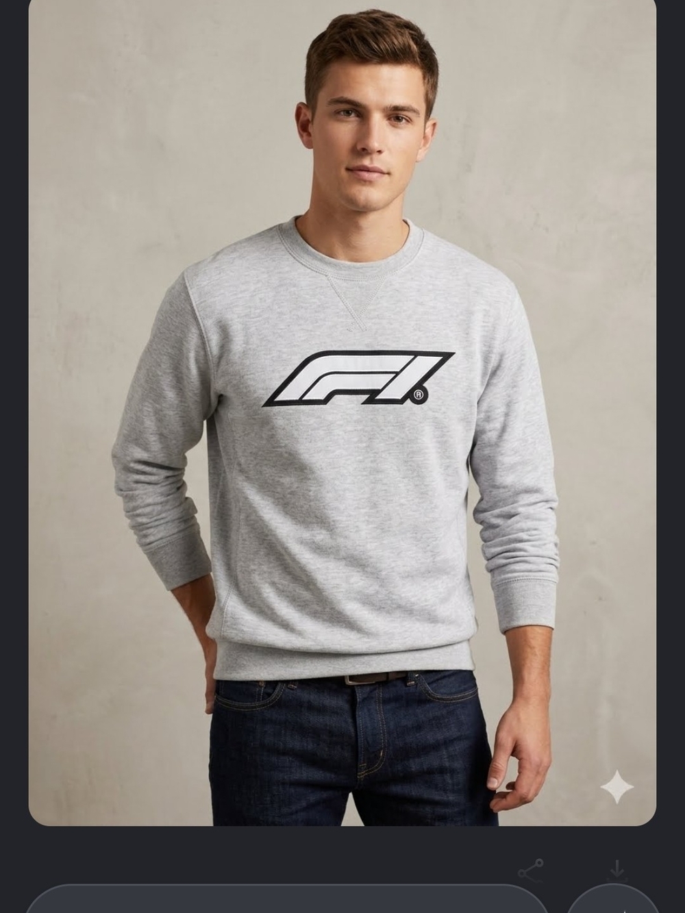 Formula 1 Oficial Produc Light Grey F1 Logo Crewneck Sweatshirt - Picture 9 of 9